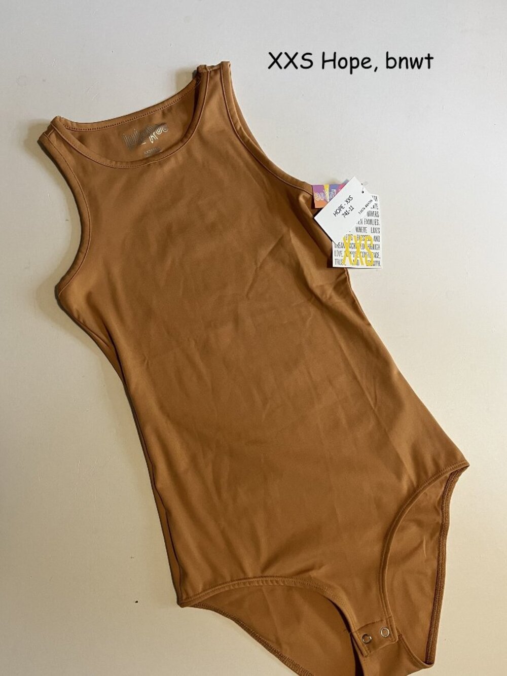 XXS Lularoe Hope bodysuit, tan or orange